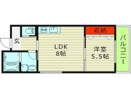 グランイニシオ都島(1LDK/5階)の間取り写真