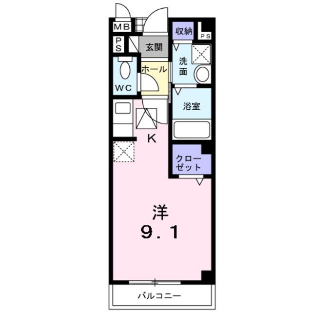 南海本線 尾崎駅 徒歩9分 2階建 築22年(1K/2階)の間取り写真