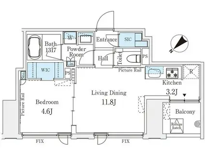 IS銀座レジデンス(1LDK/4階)の間取り写真