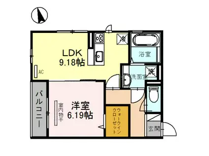 サザンクロス(1LDK/3階)の間取り写真