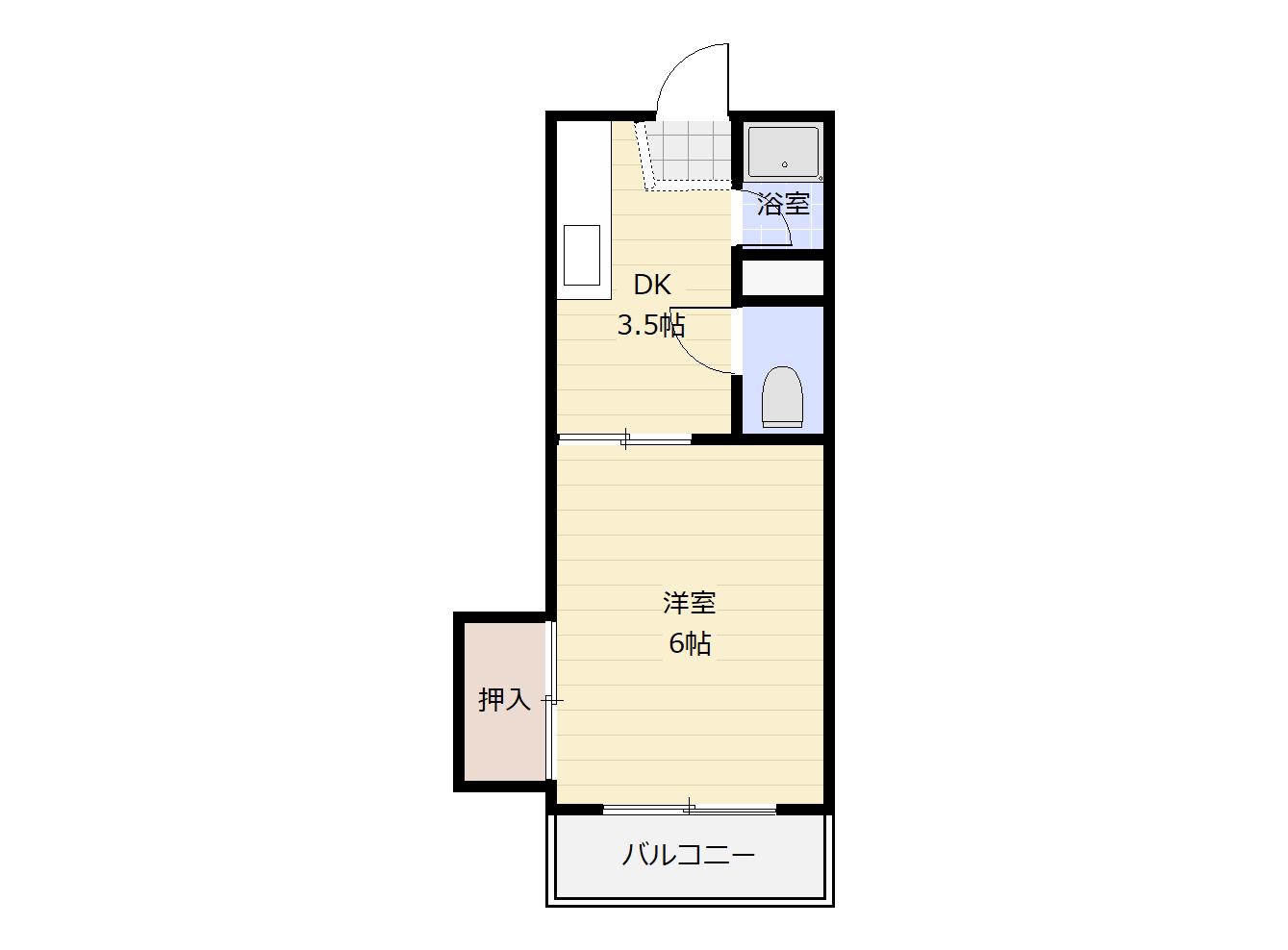 アルス極楽C(1K/1階)の間取り写真