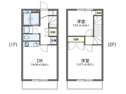 レオパレスラルクアンシエル(2DK/1階)の間取り写真