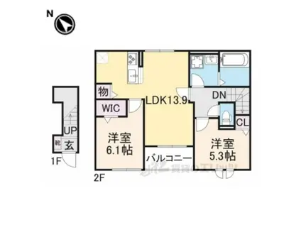 ブルーム(2LDK/2階)の間取り写真