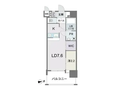 プレスタイルBAY AREA石城(1LDK/11階)の間取り写真