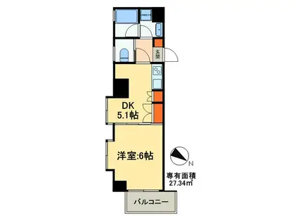 アーク松戸中央公園(1DK/6階)の間取り写真