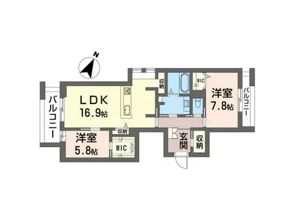 リリーフィア(2LDK/3階)の間取り写真