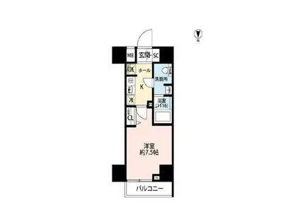 プレール・ドゥーク芝浦(1K/3階)の間取り写真