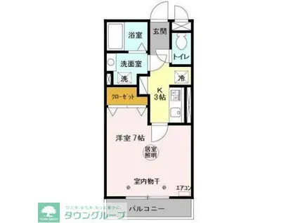 ウェルズ(1K/3階)の間取り写真