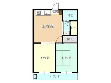 プレステージ狛江(2LDK/1階)の間取り写真