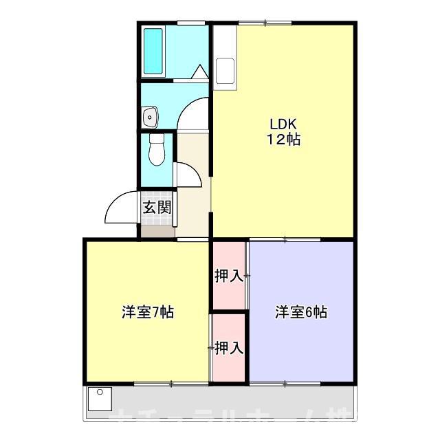 ハイツ明和 B(2LDK/1階)の間取り写真