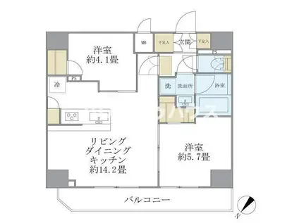 アジールコート町屋(2LDK/11階)の間取り写真
