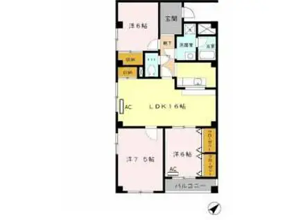 オリオノハイム II(3LDK/1階)の間取り写真