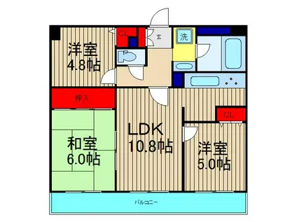 Mプラザ難波駅前(3LDK/8階)の間取り写真