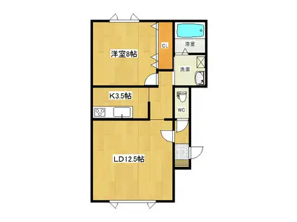 ステラハウスII(1LDK/1階)の間取り写真