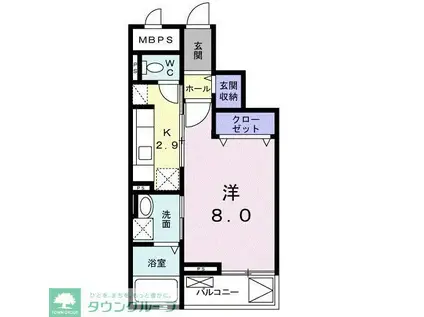 シエル・ブルー B(1K/3階)の間取り写真