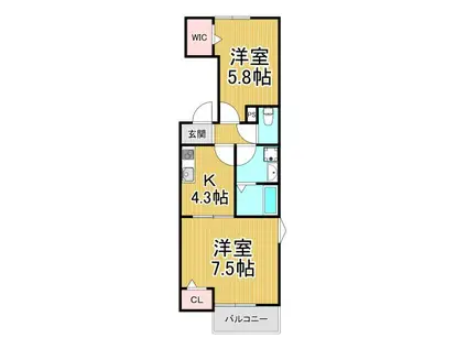 LA-CREA甲子園九番町(2K/3階)の間取り写真
