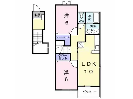 ハイファイン藤(2LDK/2階)の間取り写真