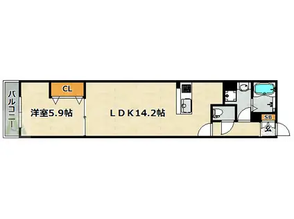 エルデ神戸(1LDK/1階)の間取り写真