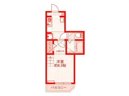 グランディオ横浜南(1K/2階)の間取り写真