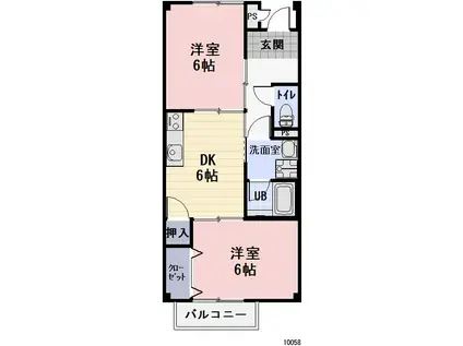 SURPLUS TWO ユニオンハイツ(2DK/2階)の間取り写真