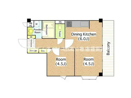 プレシャス長居(2DK/1階)の間取り写真