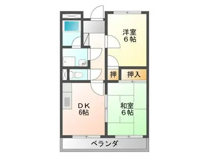 リンピア城南(2DK/1階)の間取り写真