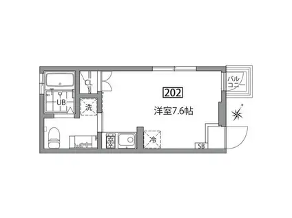 グランエッグス新大塚E(ワンルーム/2階)の間取り写真