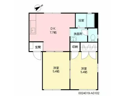 エクセレントK(2DK/1階)の間取り写真