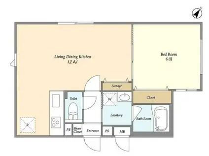 ウェルスクエアイズム文京千石(1LDK/1階)の間取り写真