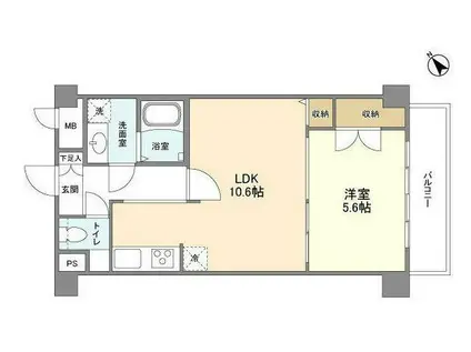 クリエール志木(1LDK/4階)の間取り写真