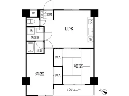 コスモリード篠崎駅前(2LDK/5階)の間取り写真