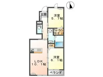 メープルII(2LDK/1階)の間取り写真