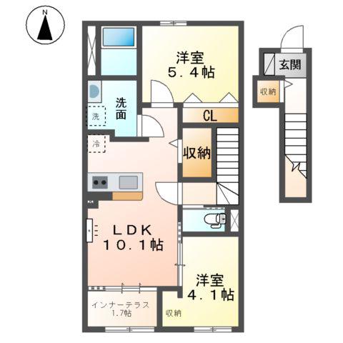 ポモドーロ(2LDK/2階)の間取り写真