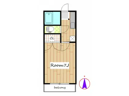 網野ハイツ(1K/2階)の間取り写真