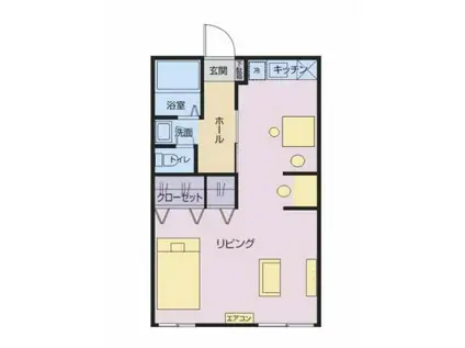 フローラ藤(ワンルーム/1階)の間取り写真