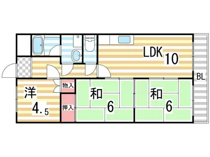 コーポ泰山灰塚(3LDK/2階)の間取り写真