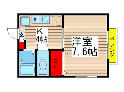 サン・イースト(1K/2階)の間取り写真