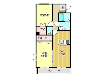エクセルシオール(2LDK/1階)の間取り写真
