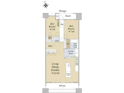 ジェントリーハウス品川大井(2LDK/4階)の間取り写真