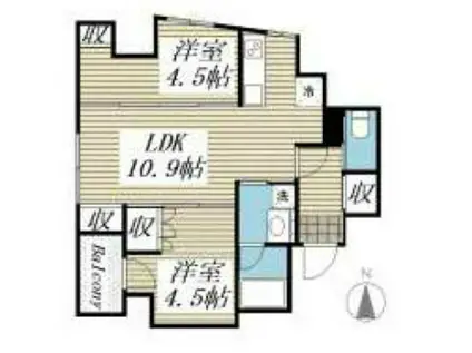 パークルール神田司町ロンド(2LDK/6階)の間取り写真