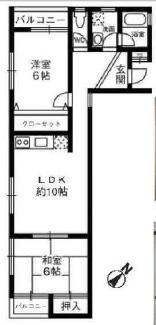 芦屋エルジャンII(2LDK/1階)の間取り写真
