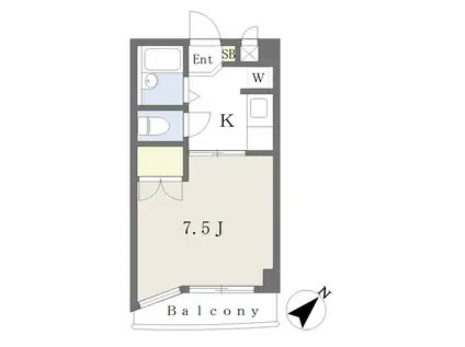 旭コンフォート越路(1K/2階)の間取り写真