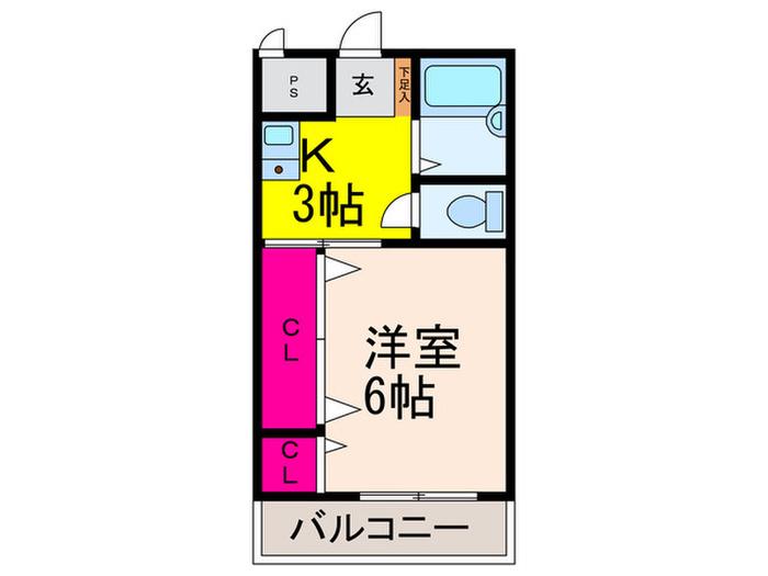 アンフィニィ松ヶ丘(1K/4階)の間取り写真
