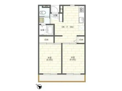 マイルド中村橋(2DK/1階)の間取り写真