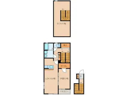 アネックスカノエA(1LDK/2階)の間取り写真
