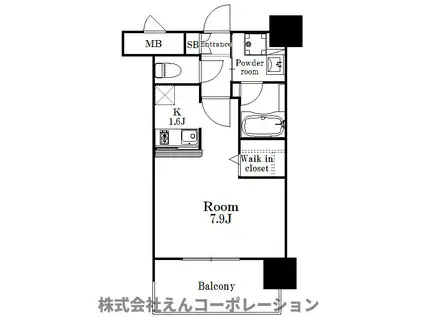 エンクレスト博多PREMIER(1K/9階)の間取り写真