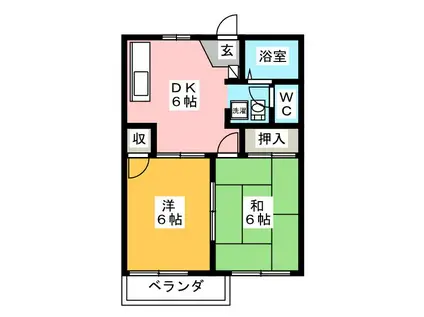 ドミール八代(2DK/2階)の間取り写真