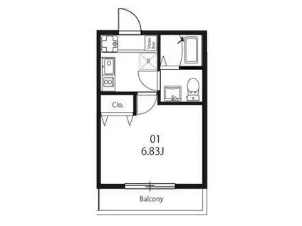 スカイテラス西谷(1K/1階)の間取り写真