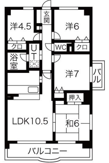 クレストヒルズ東山(4LDK/4階)の間取り写真
