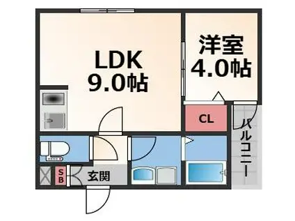H-MAISON平野III(1LDK/1階)の間取り写真